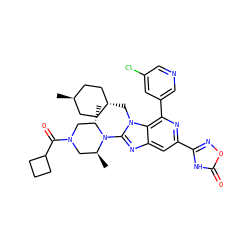 C[C@H]1CN(C(=O)C2CCC2)C[C@H](C)N1c1nc2cc(-c3noc(=O)[nH]3)nc(-c3cncc(Cl)c3)c2n1C[C@H]1CC[C@H](C)CC1 ZINC001772587473
