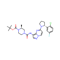 C[C@H]1CN(C(=O)Nc2cnn3ccc(N4CCC[C@@H]4c4cc(F)ccc4Cl)nc23)CCN1C(=O)OC(C)(C)C ZINC000118398278