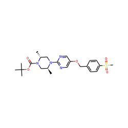 C[C@H]1CN(C(=O)OC(C)(C)C)[C@H](C)CN1c1ncc(OCc2ccc(S(C)(=O)=O)cc2)cn1 ZINC000084690871