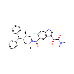 C[C@H]1CN(C(=O)c2cc3c(C(=O)C(=O)N(C)C)cn(C)c3cc2Cl)[C@H](C)CN1C(c1ccccc1)c1ccccc1 ZINC000049746223