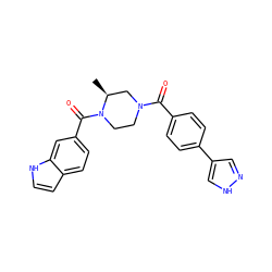 C[C@H]1CN(C(=O)c2ccc(-c3cn[nH]c3)cc2)CCN1C(=O)c1ccc2cc[nH]c2c1 ZINC000049047763
