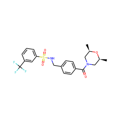 C[C@H]1CN(C(=O)c2ccc(CNS(=O)(=O)c3cccc(C(F)(F)F)c3)cc2)C[C@@H](C)O1 ZINC000012883304