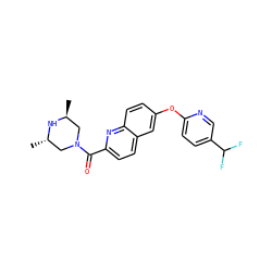 C[C@H]1CN(C(=O)c2ccc3cc(Oc4ccc(C(F)F)cn4)ccc3n2)C[C@H](C)N1 ZINC001772617701