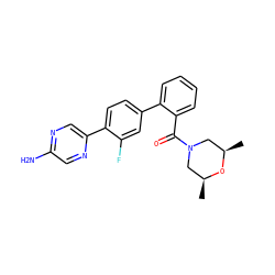 C[C@H]1CN(C(=O)c2ccccc2-c2ccc(-c3cnc(N)cn3)c(F)c2)C[C@@H](C)O1 ZINC000224757893