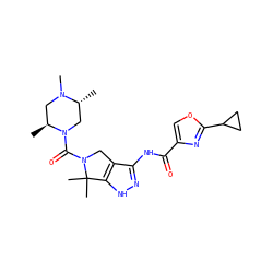 C[C@H]1CN(C)[C@H](C)CN1C(=O)N1Cc2c(NC(=O)c3coc(C4CC4)n3)n[nH]c2C1(C)C ZINC000114183287