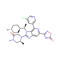 C[C@H]1CN(C)C(=O)CN1c1nc2cc(-c3noc(=O)[nH]3)nc(-c3cncc(Cl)c3)c2n1[C@H](C)[C@H]1CC[C@H](C)CC1 ZINC001772613920