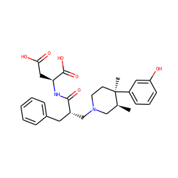 C[C@H]1CN(C[C@H](Cc2ccccc2)C(=O)N[C@@H](CC(=O)O)C(=O)O)CC[C@@]1(C)c1cccc(O)c1 ZINC000029126177