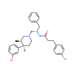 C[C@H]1CN(C[C@H](Cc2ccccc2)NC(=O)CCc2ccc(O)cc2)CC[C@@]1(C)c1cccc(O)c1 ZINC000013782404