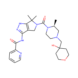 C[C@H]1CN(CC2(O)CCOCC2)CCN1C(=O)N1Cc2c(NC(=O)c3ccccn3)n[nH]c2C1(C)C ZINC000149497244