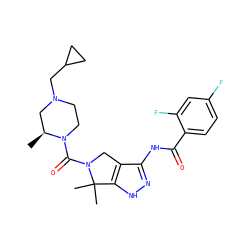 C[C@H]1CN(CC2CC2)CCN1C(=O)N1Cc2c(NC(=O)c3ccc(F)cc3F)n[nH]c2C1(C)C ZINC000149121930