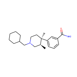 C[C@H]1CN(CC2CCCCC2)CC[C@@]1(C)c1cccc(C(N)=O)c1 ZINC000013587998