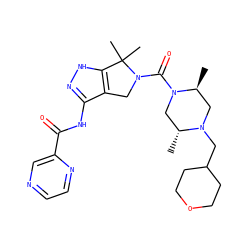 C[C@H]1CN(CC2CCOCC2)[C@H](C)CN1C(=O)N1Cc2c(NC(=O)c3cnccn3)n[nH]c2C1(C)C ZINC000114179570