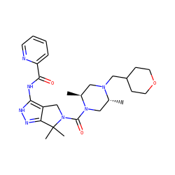 C[C@H]1CN(CC2CCOCC2)[C@H](C)CN1C(=O)N1Cc2c(n[nH]c2NC(=O)c2ccccn2)C1(C)C ZINC000068207371