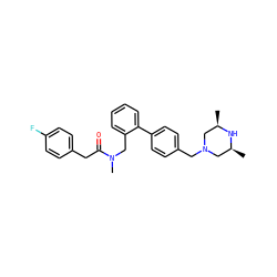 C[C@H]1CN(Cc2ccc(-c3ccccc3CN(C)C(=O)Cc3ccc(F)cc3)cc2)C[C@@H](C)N1 ZINC000040876069