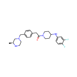 C[C@H]1CN(Cc2ccc(CC(=O)N3CCC(Nc4ccc(F)c(F)c4)CC3)cc2)CCN1 ZINC000034850411