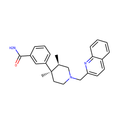 C[C@H]1CN(Cc2ccc3ccccc3n2)CC[C@@]1(C)c1cccc(C(N)=O)c1 ZINC000013587989