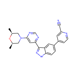 C[C@H]1CN(c2cc(-c3n[nH]c4ccc(-c5ccnc(C#N)c5)cc34)ncn2)C[C@@H](C)O1 ZINC000225567128