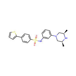 C[C@H]1CN(c2cccc(NS(=O)(=O)c3ccc(-c4cccs4)cc3)c2)C[C@@H](C)N1 ZINC000095598535