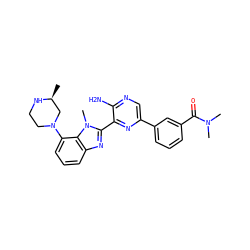 C[C@H]1CN(c2cccc3nc(-c4nc(-c5cccc(C(=O)N(C)C)c5)cnc4N)n(C)c23)CCN1 ZINC000653851522
