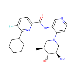 C[C@H]1CN(c2ccncc2NC(=O)c2ccc(F)c(C3CCCCC3)n2)C[C@@H](N)[C@@H]1O ZINC000139977337