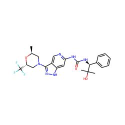 C[C@H]1CN(c2n[nH]c3cc(NC(=O)N[C@@H](c4ccccc4)C(C)(C)O)ncc23)C[C@H](C(F)(F)F)O1 ZINC000210820760
