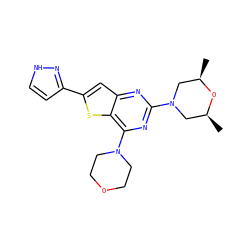 C[C@H]1CN(c2nc(N3CCOCC3)c3sc(-c4cc[nH]n4)cc3n2)C[C@@H](C)O1 ZINC001772621857
