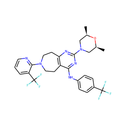 C[C@H]1CN(c2nc3c(c(Nc4ccc(C(F)(F)F)cc4)n2)CCN(c2ncccc2C(F)(F)F)CC3)C[C@@H](C)O1 ZINC000144904943