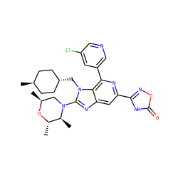 C[C@H]1CN(c2nc3cc(-c4noc(=O)[nH]4)nc(-c4cncc(Cl)c4)c3n2C[C@H]2CC[C@H](C)CC2)[C@@H](C)[C@H](C)O1 ZINC001772618949