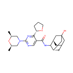 C[C@H]1CN(c2ncc(C(=O)NC3[C@H]4CC5C[C@H]3CC(O)(C5)C4)c([C@@H]3CCCO3)n2)C[C@@H](C)O1 ZINC000103245500