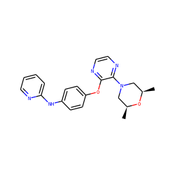 C[C@H]1CN(c2nccnc2Oc2ccc(Nc3ccccn3)cc2)C[C@@H](C)O1 ZINC000139066136