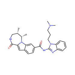 C[C@H]1CNC(=O)c2cc3ccc(C(=O)Nc4nc5ccccc5n4CCCN(C)C)cc3n2[C@H]1C ZINC000117697635
