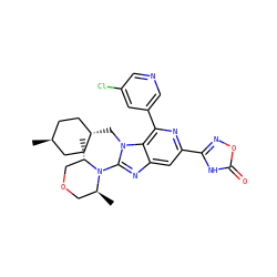 C[C@H]1COC[C@H](C)N1c1nc2cc(-c3noc(=O)[nH]3)nc(-c3cncc(Cl)c3)c2n1C[C@H]1CC[C@H](C)CC1 ZINC000261103608