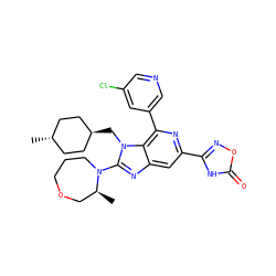 C[C@H]1COCCCN1c1nc2cc(-c3noc(=O)[nH]3)nc(-c3cncc(Cl)c3)c2n1C[C@H]1CC[C@H](C)CC1 ZINC000261176968
