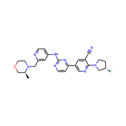 C[C@H]1COCCN1Cc1cc(Nc2nccc(-c3cnc(N4CC[C@H](F)C4)c(C#N)c3)n2)ccn1 ZINC001772592508