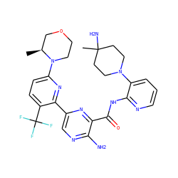 C[C@H]1COCCN1c1ccc(C(F)(F)F)c(-c2cnc(N)c(C(=O)Nc3ncccc3N3CCC(C)(N)CC3)n2)n1 ZINC001772570246