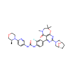 C[C@H]1COCCN1c1ccc(NC(=O)Nc2ccc(-c3nc(N4C[C@@H]5CC[C@H](C4)O5)nc4c3C(=O)N(C)CC(C)(C)O4)cc2F)cn1 ZINC000205344287