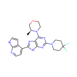 C[C@H]1COCCN1c1nc(N2CCC(F)(F)CC2)nc2[nH]c(-c3ccnc4[nH]ccc34)nc12 ZINC000146289383