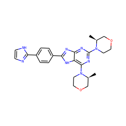 C[C@H]1COCCN1c1nc(N2CCOC[C@@H]2C)c2[nH]c(-c3ccc(-c4ncc[nH]4)cc3)nc2n1 ZINC000207256549