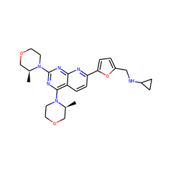 C[C@H]1COCCN1c1nc(N2CCOC[C@@H]2C)c2ccc(-c3ccc(CNC4CC4)o3)nc2n1 ZINC000139010596