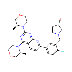C[C@H]1COCCN1c1nc(N2CCOC[C@@H]2C)c2ccc(-c3ccc(F)c(CN4CC[C@H](O)C4)c3)nc2n1 ZINC000168996810