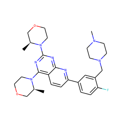 C[C@H]1COCCN1c1nc(N2CCOC[C@@H]2C)c2ccc(-c3ccc(F)c(CN4CCN(C)CC4)c3)nc2n1 ZINC000139699975