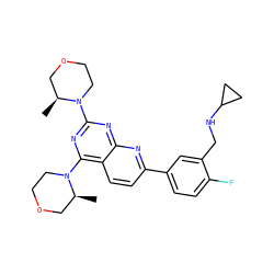 C[C@H]1COCCN1c1nc(N2CCOC[C@@H]2C)c2ccc(-c3ccc(F)c(CNC4CC4)c3)nc2n1 ZINC000168978751