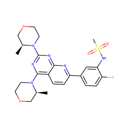 C[C@H]1COCCN1c1nc(N2CCOC[C@@H]2C)c2ccc(-c3ccc(F)c(NS(C)(=O)=O)c3)nc2n1 ZINC000143743227