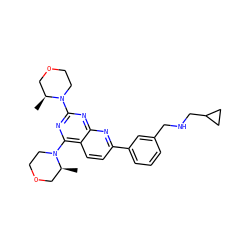 C[C@H]1COCCN1c1nc(N2CCOC[C@@H]2C)c2ccc(-c3cccc(CNCC4CC4)c3)nc2n1 ZINC000145088514