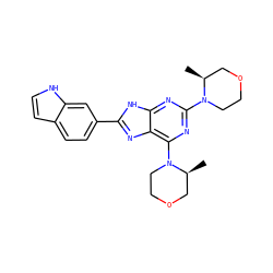 C[C@H]1COCCN1c1nc(N2CCOC[C@@H]2C)c2nc(-c3ccc4cc[nH]c4c3)[nH]c2n1 ZINC000143923754