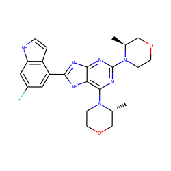 C[C@H]1COCCN1c1nc(N2CCOC[C@H]2C)c2[nH]c(-c3cc(F)cc4[nH]ccc34)nc2n1 ZINC000207237085