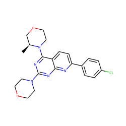 C[C@H]1COCCN1c1nc(N2CCOCC2)nc2nc(-c3ccc(Cl)cc3)ccc12 ZINC000138970876