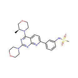 C[C@H]1COCCN1c1nc(N2CCOCC2)nc2nc(-c3cccc(NS(C)(=O)=O)c3)ccc12 ZINC000139965569