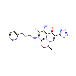 C[C@H]1COc2c(NCCCc3ccccn3)c(F)c(N)c3c(=O)c(-c4nnn[nH]4)cn1c23 ZINC000043203722