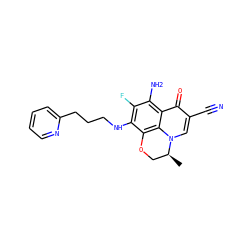 C[C@H]1COc2c(NCCCc3ccccn3)c(F)c(N)c3c(=O)c(C#N)cn1c23 ZINC000073388511